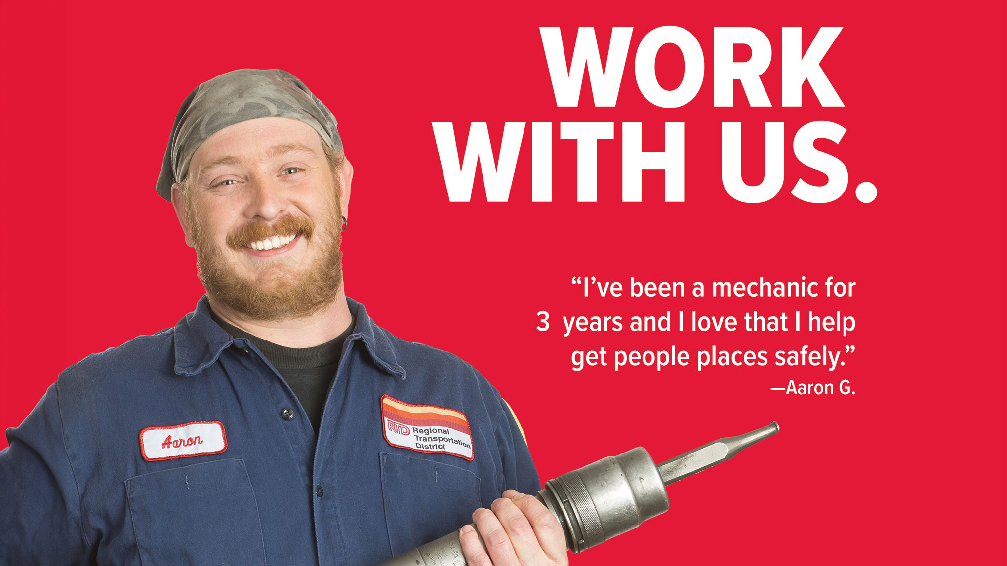 Mechanic with tool. Work With Us.